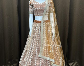 Beautiful Brown Lehenga Choli For Women Bollywood Style Ghagra Choli Indian Wedding Party Wear Lahengas Function Wear Outfits Reception Wear