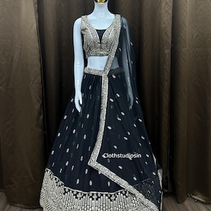 Beautiful Black Lehenga Choli For Women Bridesmaids Ready Made Lahenga Choli Indian Wedding Party Wear Ghagra Choli Reception Wear Outfits