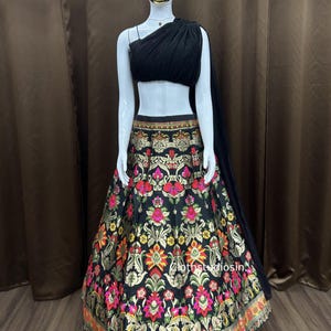 Beautiful Black Lehenga Choli For Women Bridesmaid Ready To Wear Lahenga Choli Outfits Function Wear Ghagras Choli Reception,Sangeet Wear