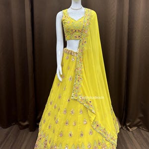 Erstaunliche Gelbe Lehenga Choli Set Brautjungfer bereit, Outfit ethnischen Verschleiß Bollywood Style Lahenga Choli Set Empfang, Haldi Wear Lahenga zu tragen