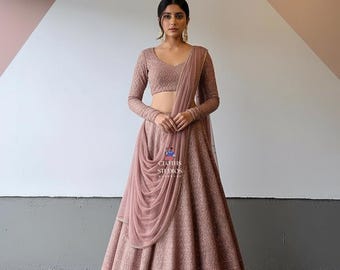 Rosy Pink Lehenga Choli Set: Designer Wedding Outfit Ethnic Trending Lengha Choli set