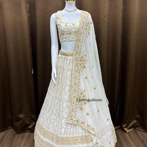 Wonderful White Lehenga Choli For Women Indian Wedding Party Wear Ghagra Choli Set Bollywood Style Lahengas Reception,Sangeet Wear Outfits