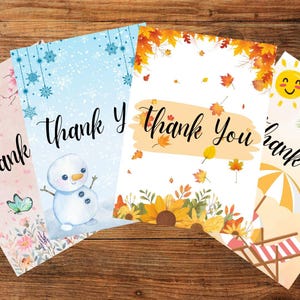 TARJETAS DE AGRADECIMIENTO Tarjeta de agradecimiento de temporada para invierno, verano, otoño, primavera, vacaciones, tarjeta de agradecimiento para pequeñas empresas, tarjeta de agradecimiento para empresas