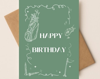 Tarjeta de cumpleaños de golf