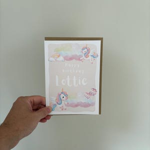 Carte d'anniversaire licorne - personnalisée
