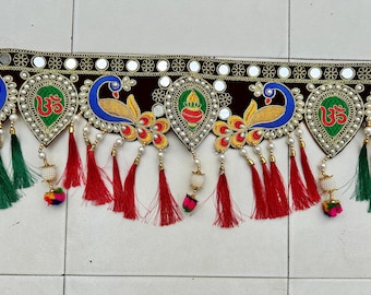 Embroidered Peacock Toran | Bohemian Door Hanging, Diwali Decor
