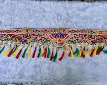 Embroidered Indian Door Toran, Bohemian Decor with Silk Tassels, Ethnic Tapestry for Diwali, Wedding, Festival, Home & Office Decor