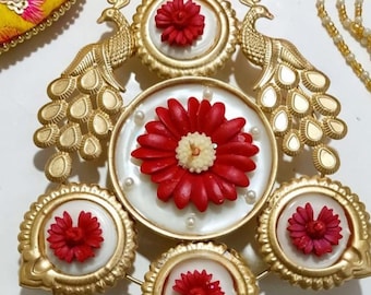 Handmade Peacock Diya Candle Holder, Traditional Indian Pooja Decor, Floral Urli