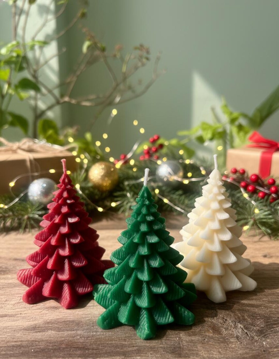 Scented Christmas Tree Candle | Handmade Soy Wax Holiday Decor - Etsy
