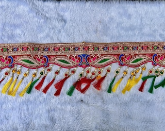 Embroidered Indian Toran, Bohemian Door Hanging, Ethnic Tapestry, Festival Decor, Gypsy Curtains, Diwali Gift, Indian Wreath, 36 Inch