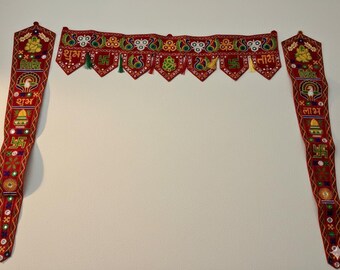 Embroidered Peacock Toran | Bohemian Diwali Door Hanging, Indian Tapestry