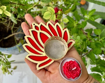 Handmade Indian Lotus Tealight Holders – Diwali Pooja Festive Decor (Red, Yellow, Pink)