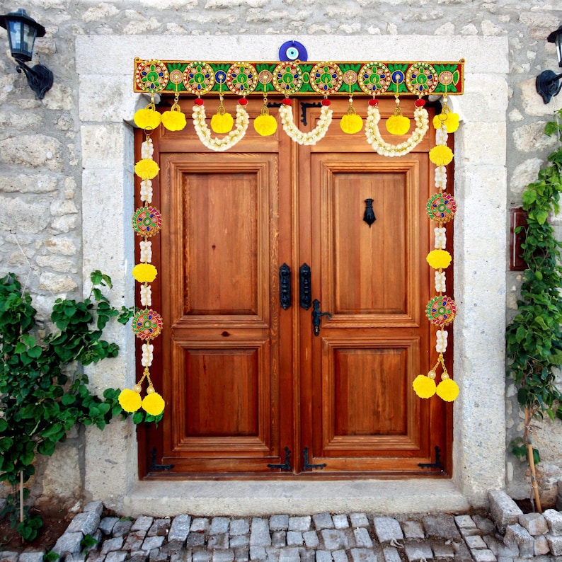 Embroidered door toran | Indian door bandhanwar, Diwali Auspicious door decoration/gifts | Indian Traditiona Toran | Indian Door Toran Decor