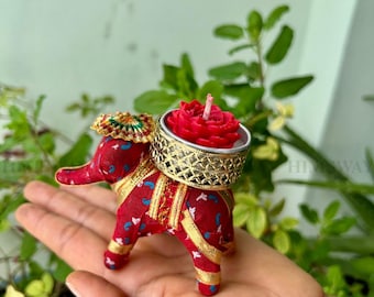5 psc | Elephant Tealight Candle Holders - Colorful Indian Diyas - Diwali Festive Decor