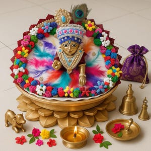 Handmade Krishna Poshak | Laddu Gopal Poshak | Traditional Handcrafted Outfit for Lord Krishna | Colorful and Decorative Handmade Dress .