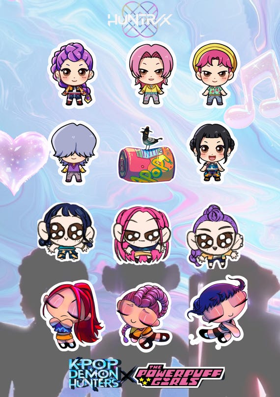 Set 24 Kpop Demon Hunters Sticker Sheet - Korean Idol Movie, 3D