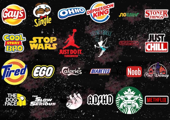Funny Parody Meme Sticker Pack | Trendy Logo Stickers | Waterproof Vinyl Stickers for Laptop, Water Bottle, Skateboard