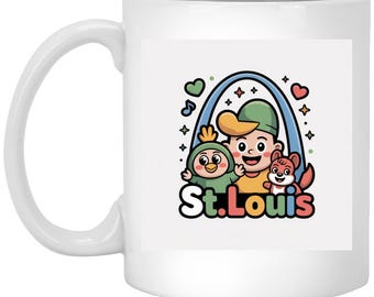 St. Louis Rainbow Friends Mug – Cute STL Coffee Mug, Colorful Ceramic Mug, St Louis Gift, Gateway City Art