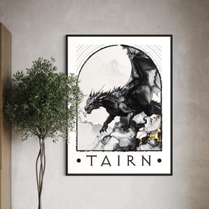 Epic Black Dragon Poster: Fantasy Art Print for Book Lovers (Digital Download)