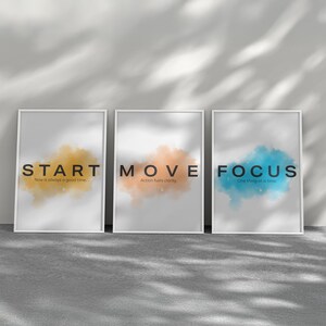 Motivational Office Decor Prints: Productivity Wall Art Trio (Digital Download)