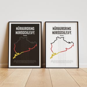 Iconisch Duits racecircuit: digitale circuitkaart | Muurkunst racen | Digitale zwart-witdownload | Racebaandecoratie voor autoliefhebbers