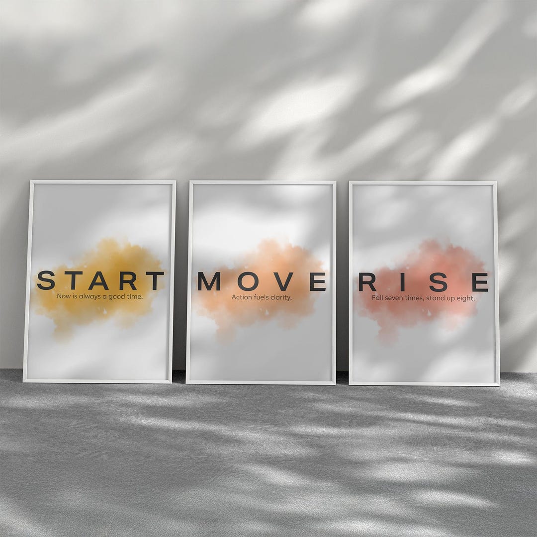 Set of 3 Motivational Office Decor Prints | Productivity Wall Art Trio ...