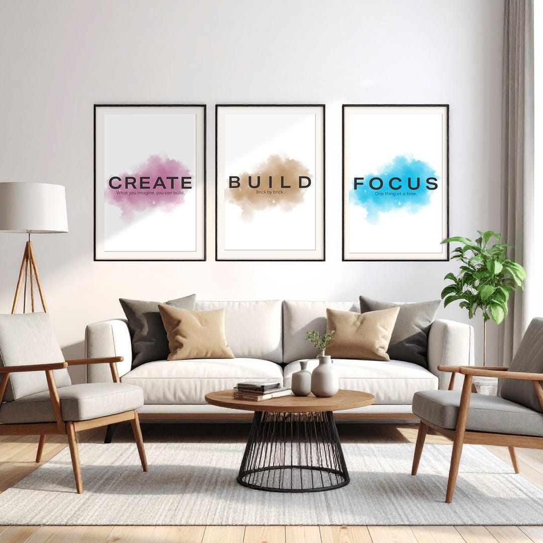 Set of 3 Motivational Office Decor Prints | Productivity Wall Art Trio ...