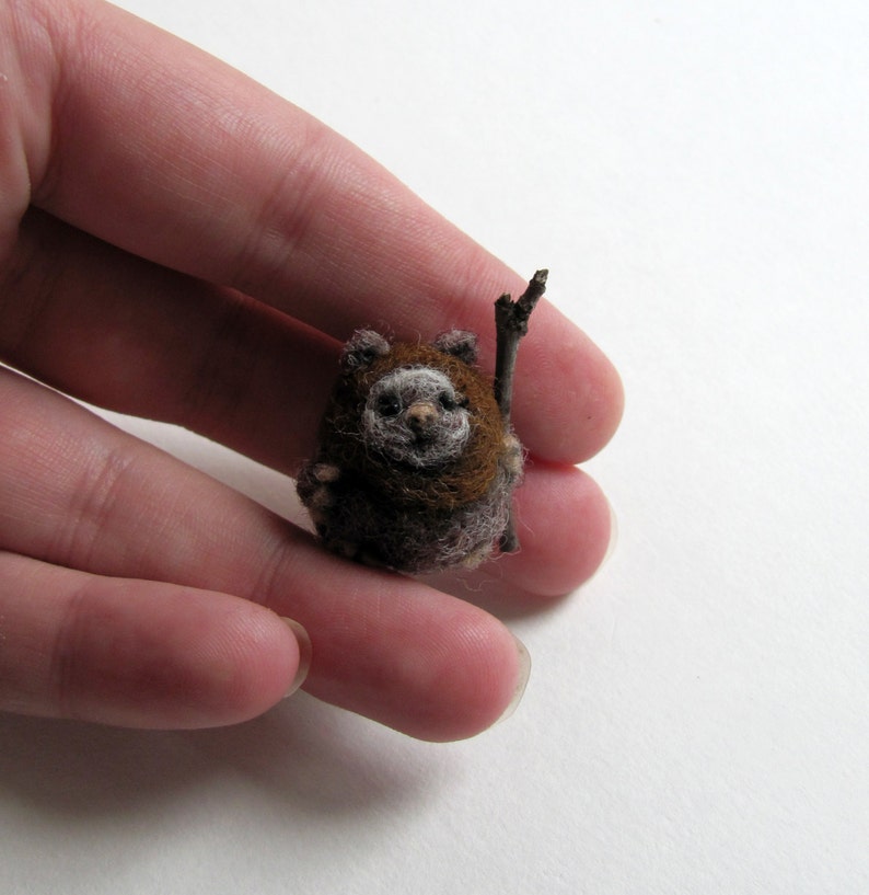 Tiny needle felted Ewok Etsy