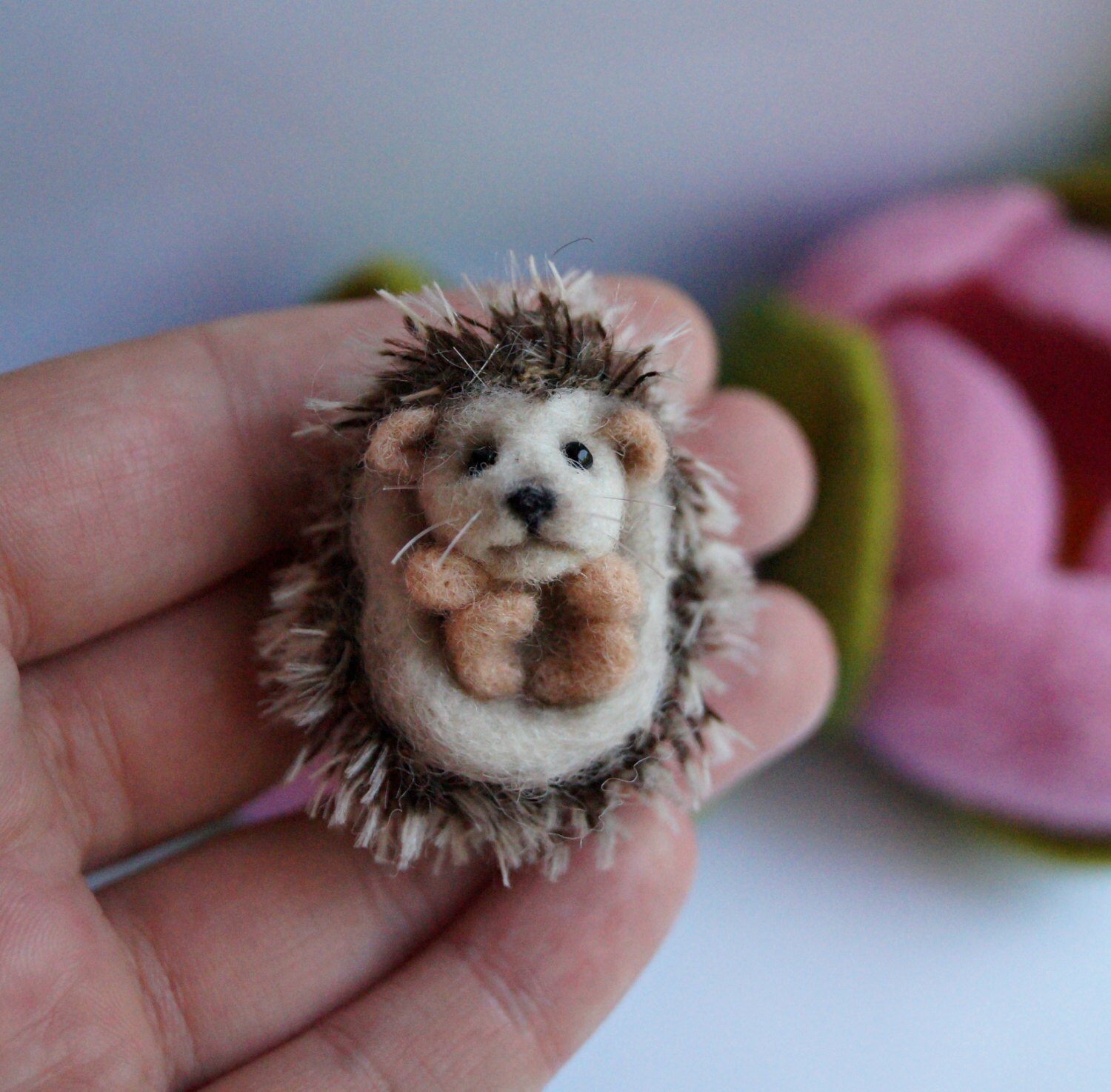 Needle felted hedgehog miniature soft sculpture felted Etsy