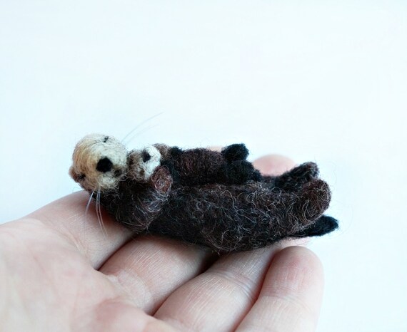 Mama Y Bebe Nutria Del Mar Etsy