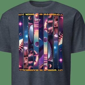 My World Is Baseball Men&#39;s Basic Soft Style T-Shirt Front and Back Graphics Sports Fanatics Apparel