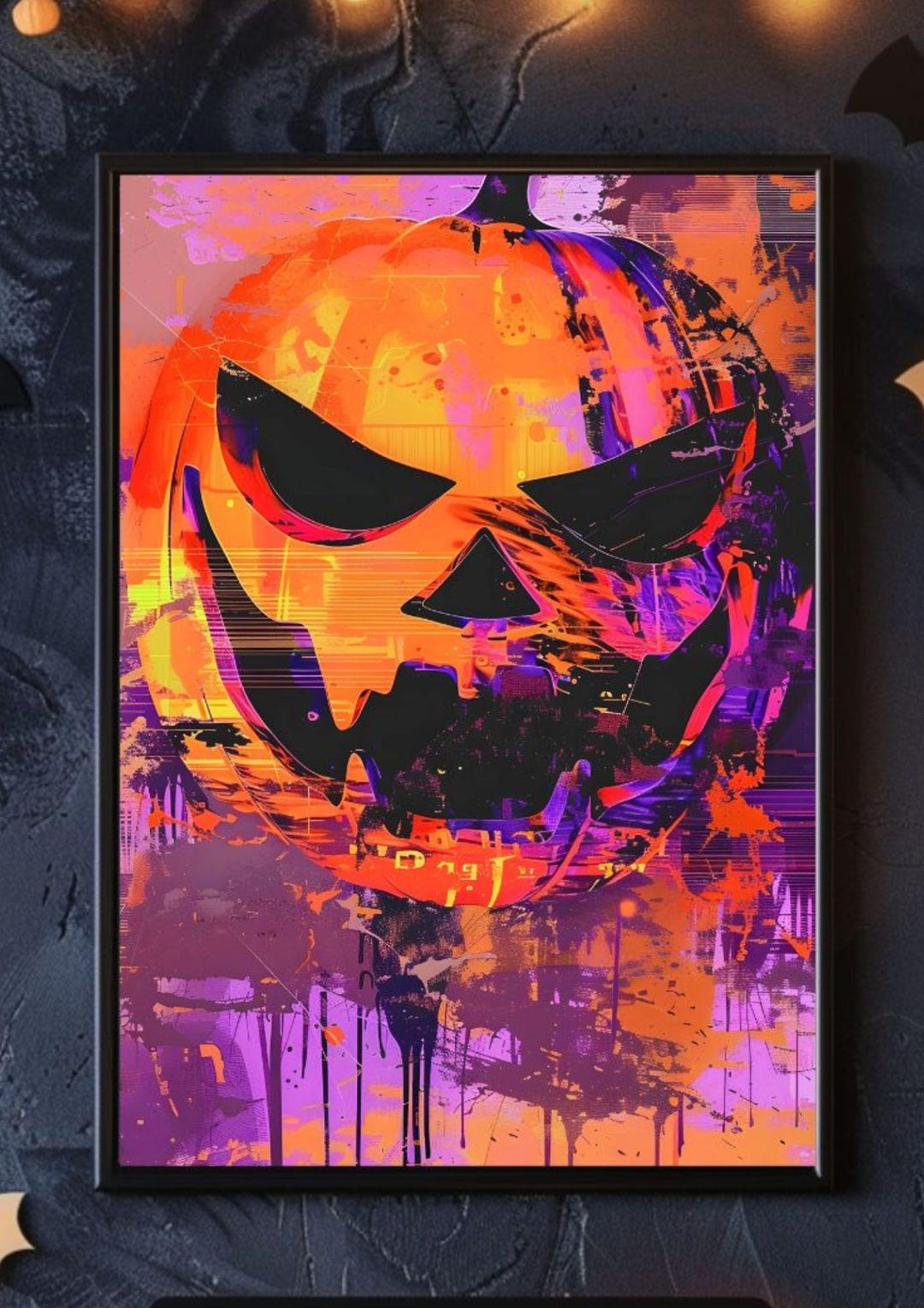 Halloween Pumpkin Poster – Spooky Jack O’lantern Wall Art – Bold Orange ...