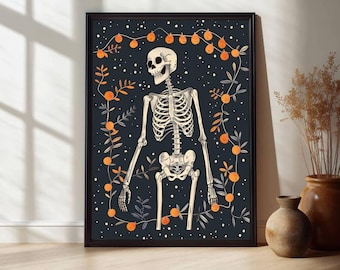 Vintage-Halloween-Skelett-Druck – Gothic-Wohndekoration (Digitaler Download)