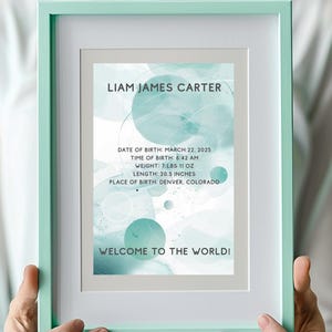 Individuelles Baby Geburtsposter – Moderne minimalistische Baby Statistik Druck – Personalisierte Neugeborene Wand Kunst – Baby Namensschild – Digitales Kinderzimmer Dekor