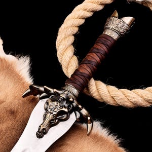 Handmade Fantasy Dragon Sword with Leather Sheath | Medieval Replica Sword for Cosplay & Decor