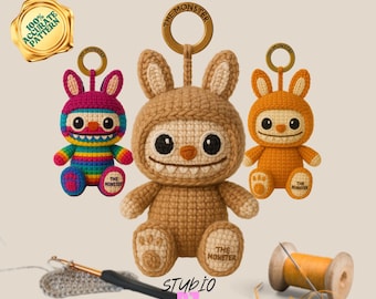 Amigurumi Labubu Keychain Pattern (PDF) – Cute Monster Crochet Tutorial – Intermediate Level