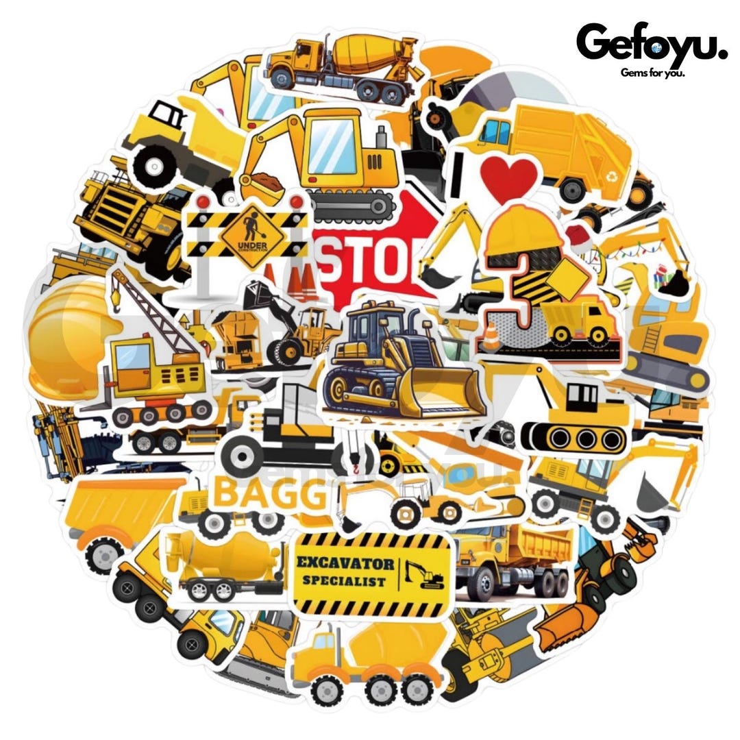 Construction Site Sticker Set 50 Pieces – Excavators, Construction ...