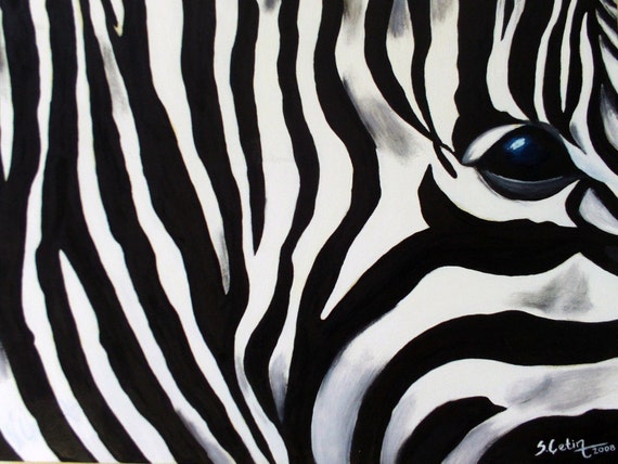 Items similar to Zebra 24 x 19 inch Oil Painting on Etsy