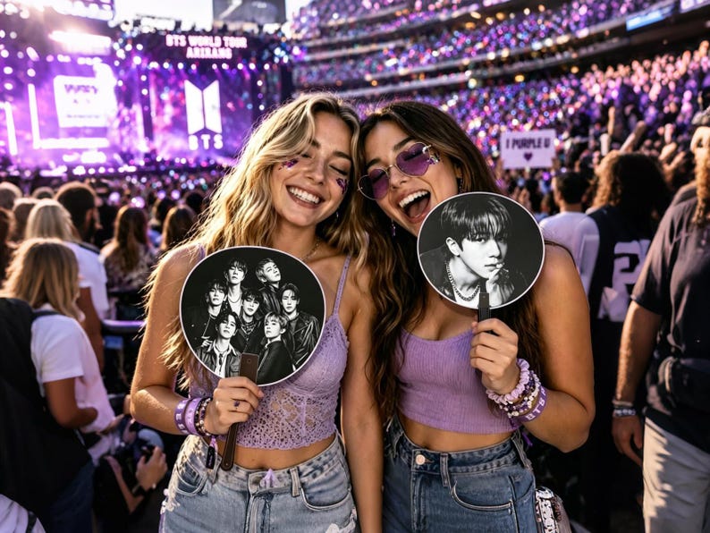 BTS 2026 World Hand Fan, Dubbelsidig Fanmade Picket, Kpop Konsert Hejarklacksfan Gåva för ARMÉ, Kpop Idol Hand Fan Gåva för Fans bild 2