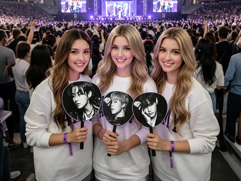 BTS 2026 World Hand Fan, Dubbelsidig Fanmade Picket, Kpop Konsert Hejarklacksfan Gåva för ARMÉ, Kpop Idol Hand Fan Gåva för Fans bild 3