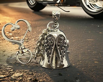 Guardian Bell Angel Wing Motorcycle Charm Biker Gift For Boyfriend Husband Ride Safe
