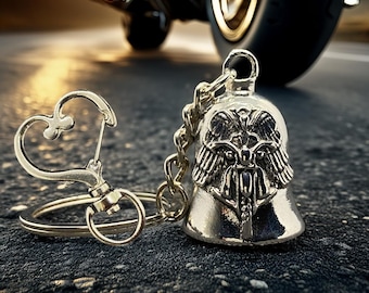 Guardian Bell Charm: Angel Wings Design - Motorcycle Luck and Safety