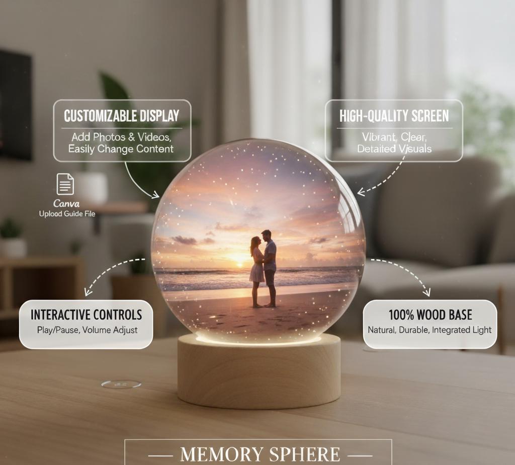 Custom Video Globe With Wooden Base Personalized Memory Orb Anniversary ...