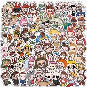 Labubu Cartoon trendy merkstickers – waterdichte laptop-, bagage- en iPad-stickers
