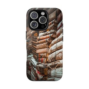 Tough Cases for iPhone, Rustic Book Stack Phone Case, Vintage Decor, Unique Gift, Literary Lover Accessory, Phone Protection