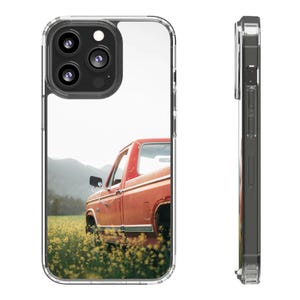 Rustic Pickup Truck Phone Case, Clear Cases, iPhone Protector, Vintage Truck Design, Nature Lover Gift, Phone Accessories Red car