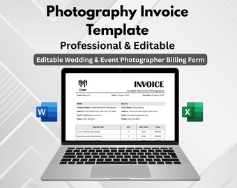 Photography Invoice Template: Editable Business Billing Receipt (Digital Download)