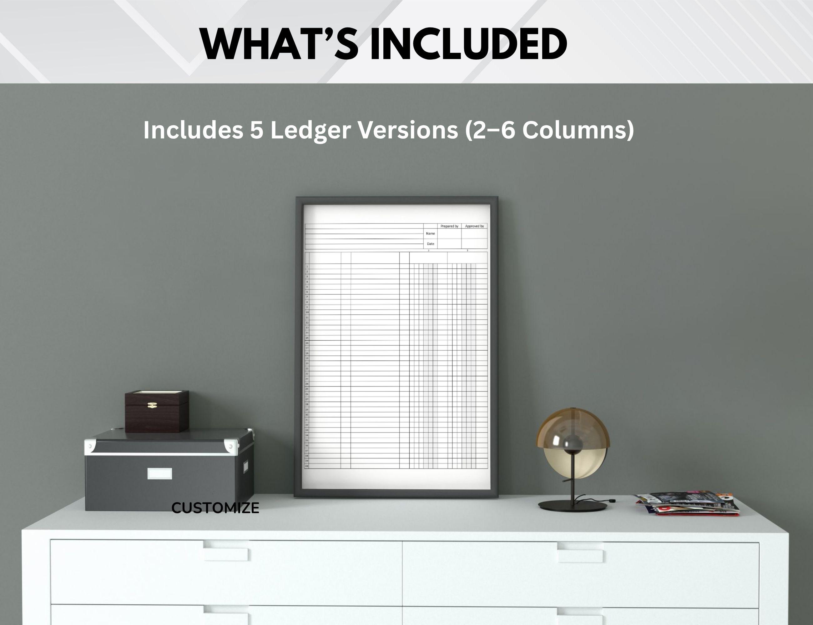 2–6 Column Ledger Printable. Accounting Ledger Sheets PDF. Professional ...