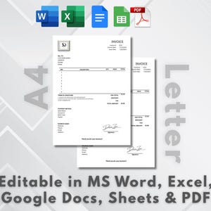 Editable Invoice Template with Logo | Word, Excel, PDF, Google Docs & Sheets | Auto-Calculating | Printable for Small Business