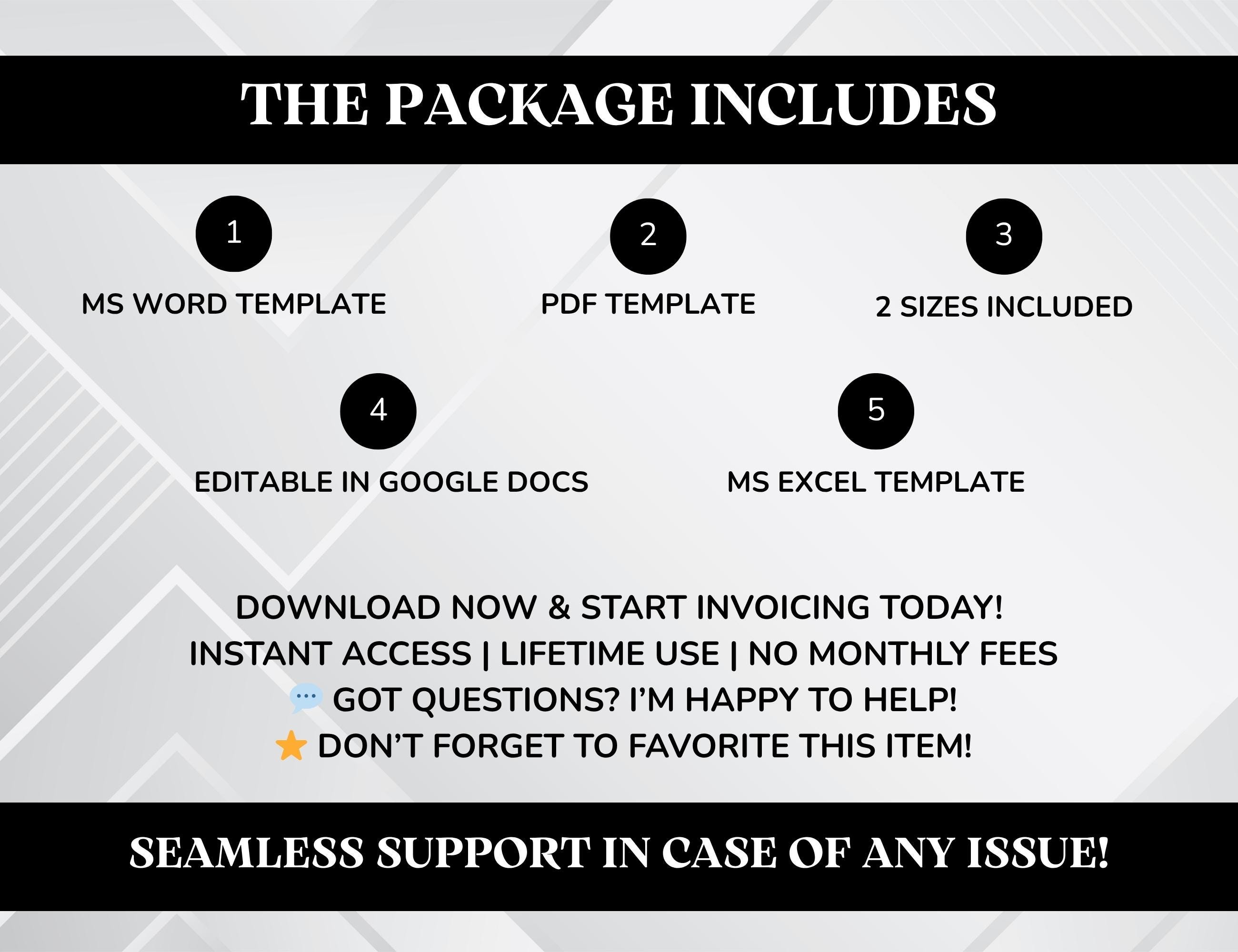Editable Invoice Template Bundle | Word, Excel, PDF, Google Docs ...